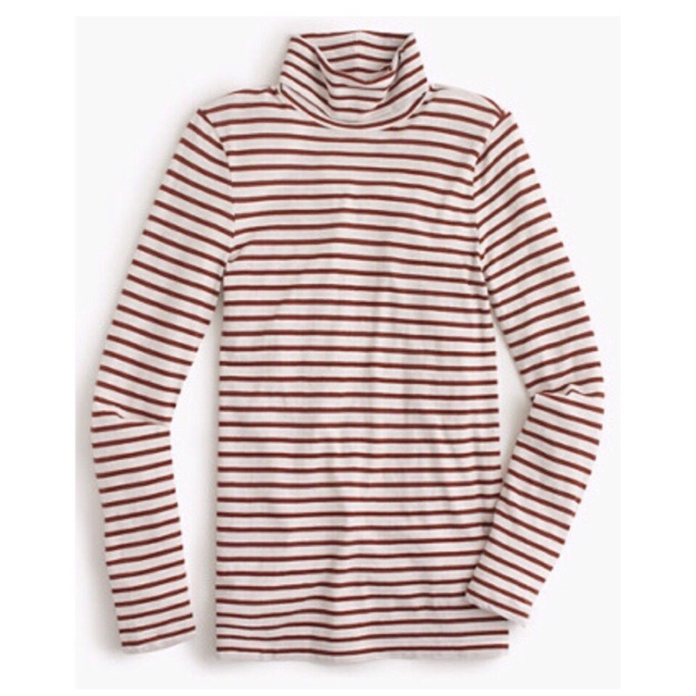Maroon brown striped tissue turtleneck T-shirt